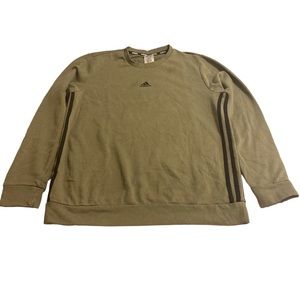 Adidas crew neck sweater, army green with signature three stripes, EUC, $30
